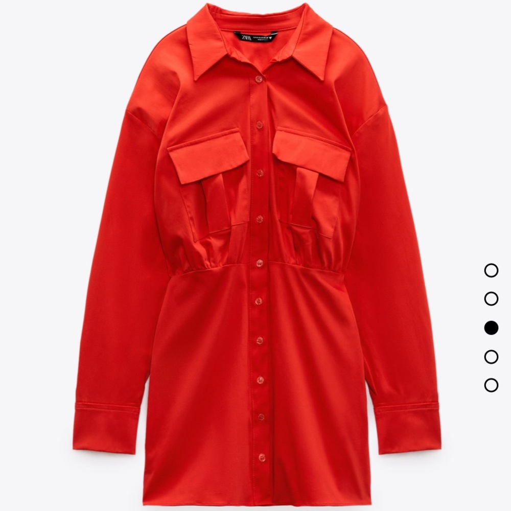 Zara red poplin shirt dress - Picture 4 of 6